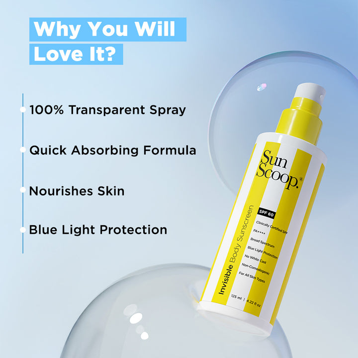 Invisible Sunscreen Spray for Body | SPF 60, PA++++ (125ml)