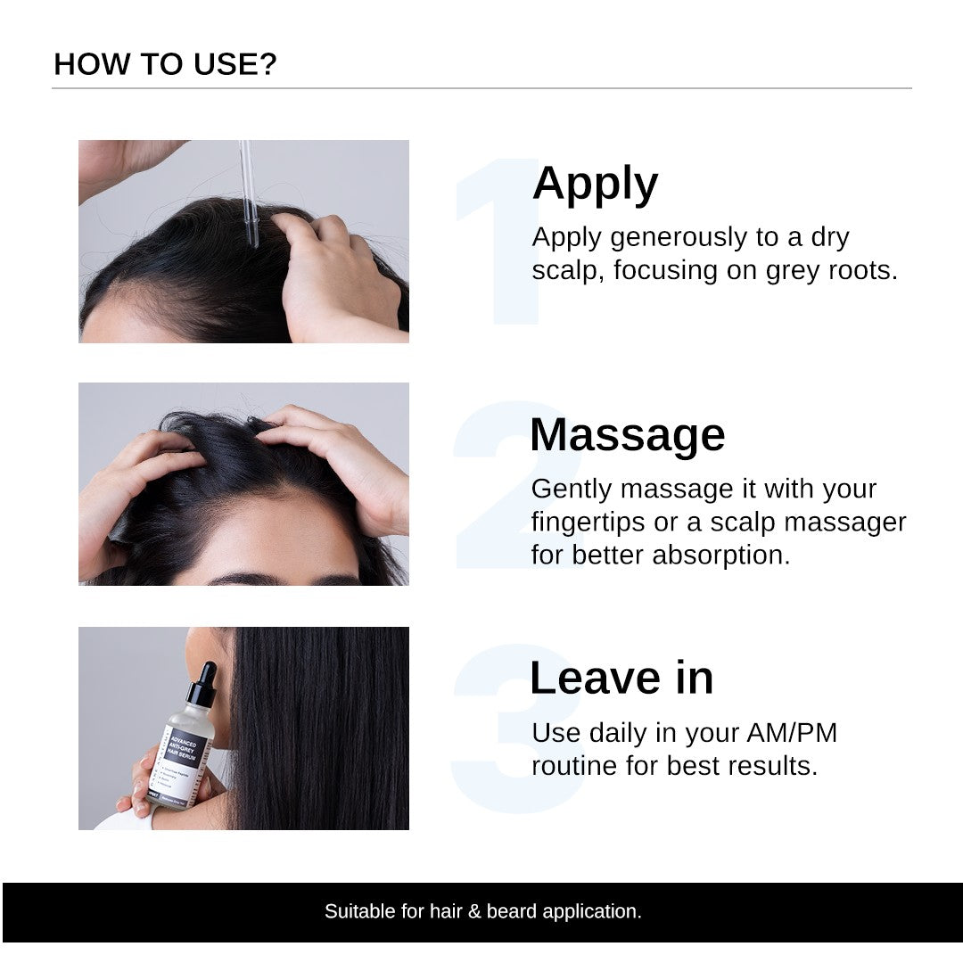 Advanced Anti-Grey Serum with Silverfree Peptide, Rosemary, Biotin - 50ml