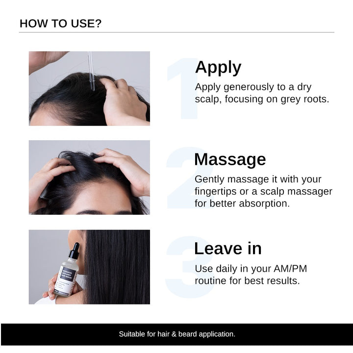 Advanced Anti-Grey Serum with Silverfree Peptide, Rosemary, Biotin - 50ml