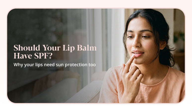 Lip balm with SPF protecting lips from sun damage and dryness.