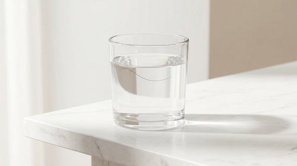 Hair strand in a glass of water for a porosity test