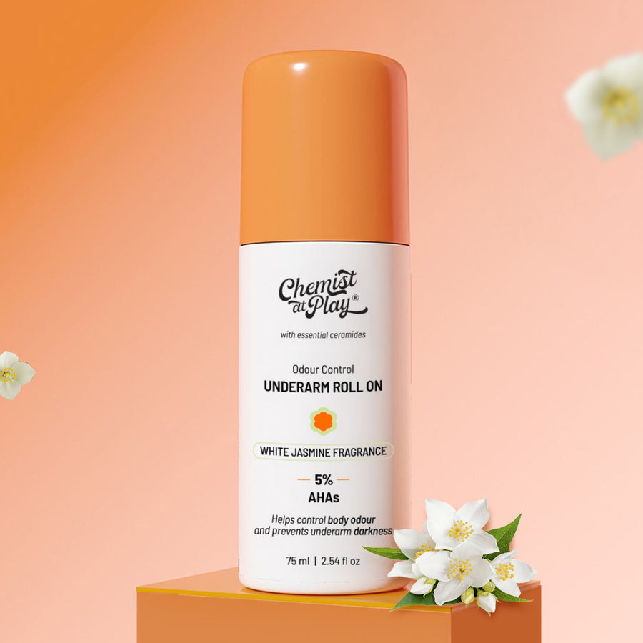 5% AHA Underarm Roll On for Odour Control & Pigmentation (White Jasmine) - 75 ml
