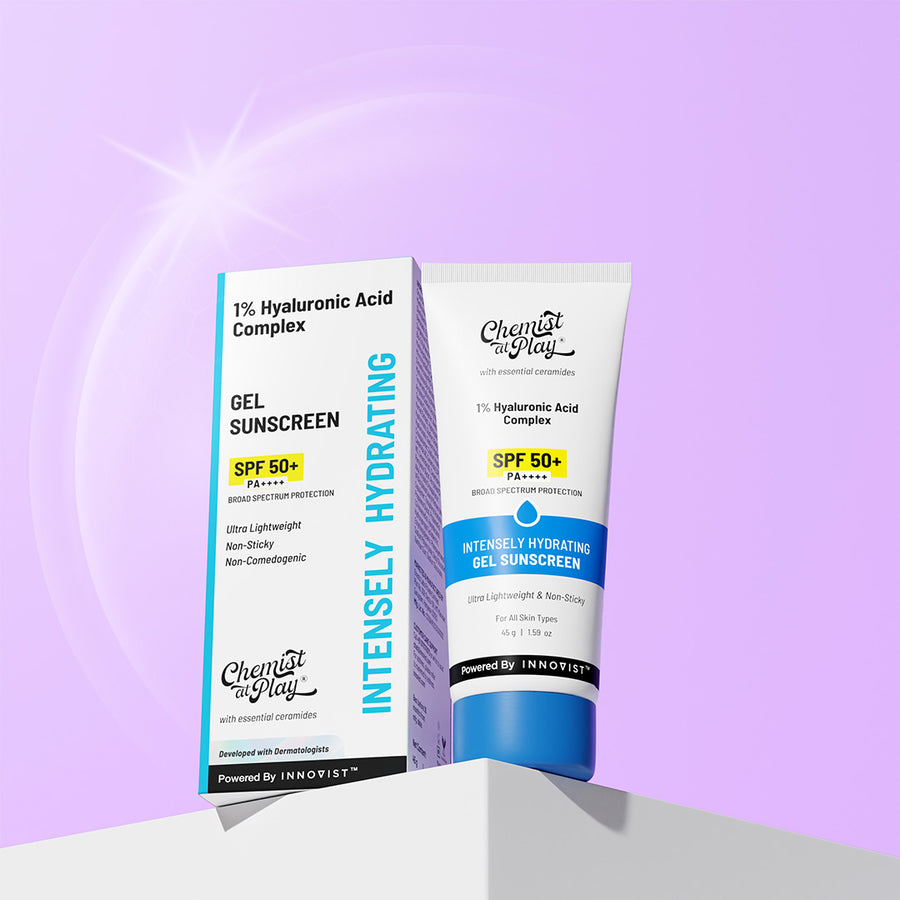 A tube of lightweight gel sunscreen cream beside another tube, highlighting its hydrating and non-greasy formula for sun protection.