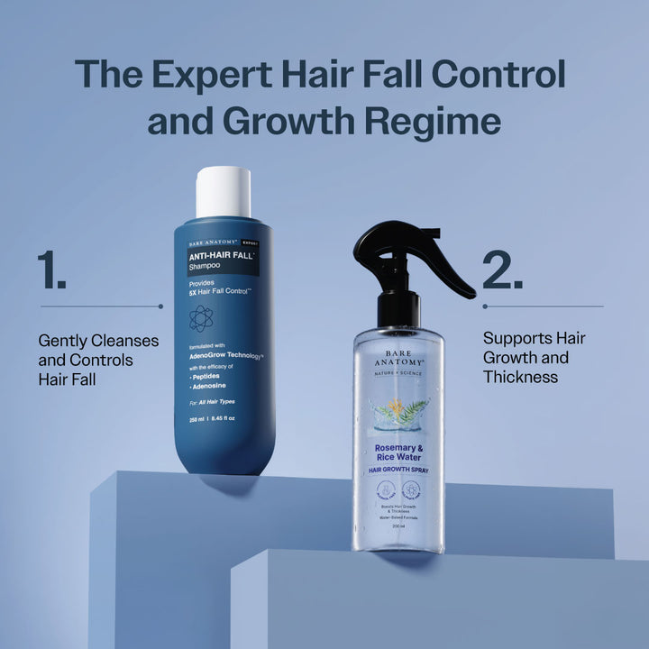 Hair Strength & Volume Duo | Hair Fall Shampoo 250ml & Rosemary Hair Spray 200ml