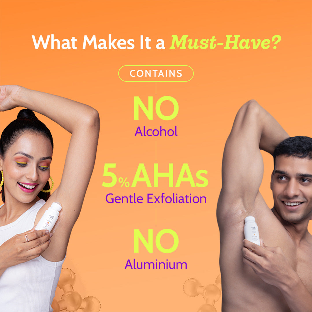 5% AHA Underarm Roll-On with Lactic Acid for Odour Control (Fragrance Free) - 75 ml