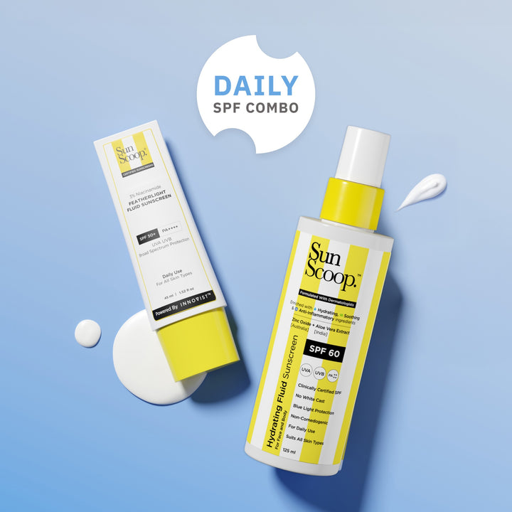 3% Niacinamide Featherlight Fluid Sunscreen SPF 50+ PA++++ (45 ml) + Hydrating Fluid Sunscreen for Face and Body SPF 60 PA++++ (200 ml) duo