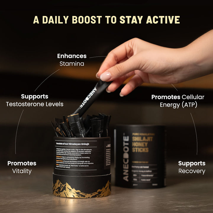100% Pure Himalayan Shilajit Honey Sticks With Organic Honey & Saffron - 30 Sticks
