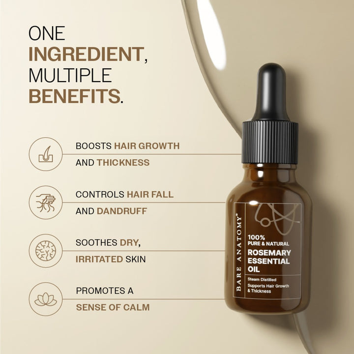 100% Pure & Natural Rosemary Essential Oil for Hair Growth - 15ml