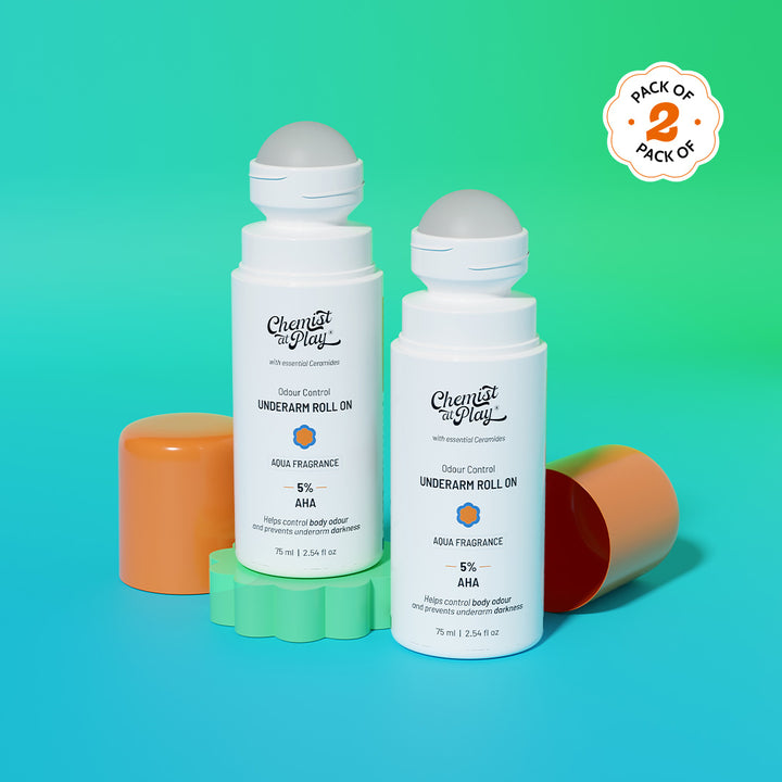 5% AHA Underarm Roll on for Odour Control & Pigmentation (Aqua) - 75 ml | Pack of 2