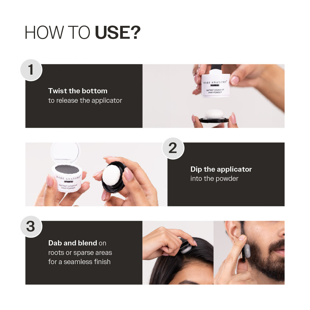 Instant Hair Cover-Up Powder (Black Color) - 4g