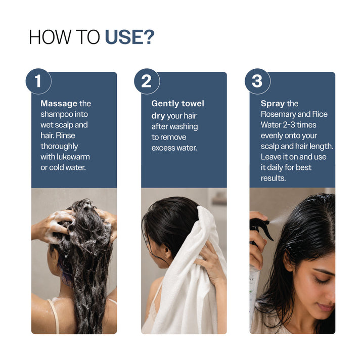 Hair Strength & Volume Duo | Hair Fall Shampoo 250ml & Rosemary Hair Spray 200ml