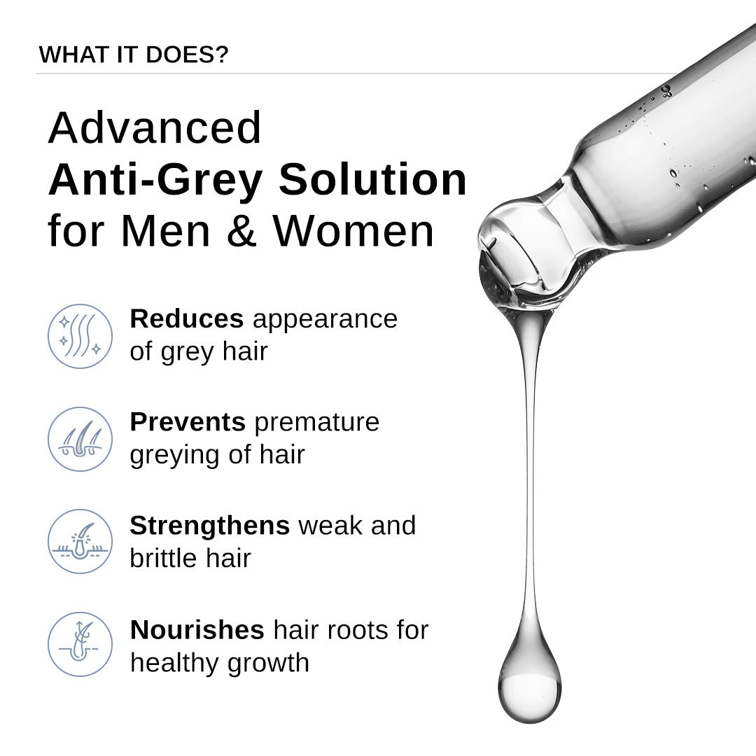 Advanced Anti-Grey Serum with Silverfree Peptide, Rosemary, Biotin - 50ml