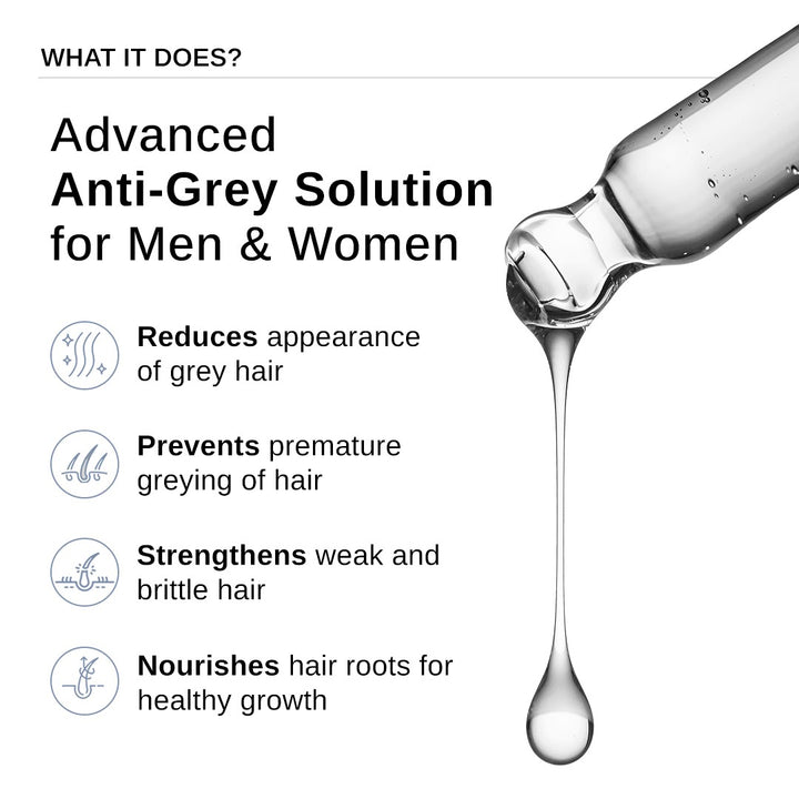 Advanced Anti-Grey Serum with Silverfree Peptide, Rosemary, Biotin - 50ml
