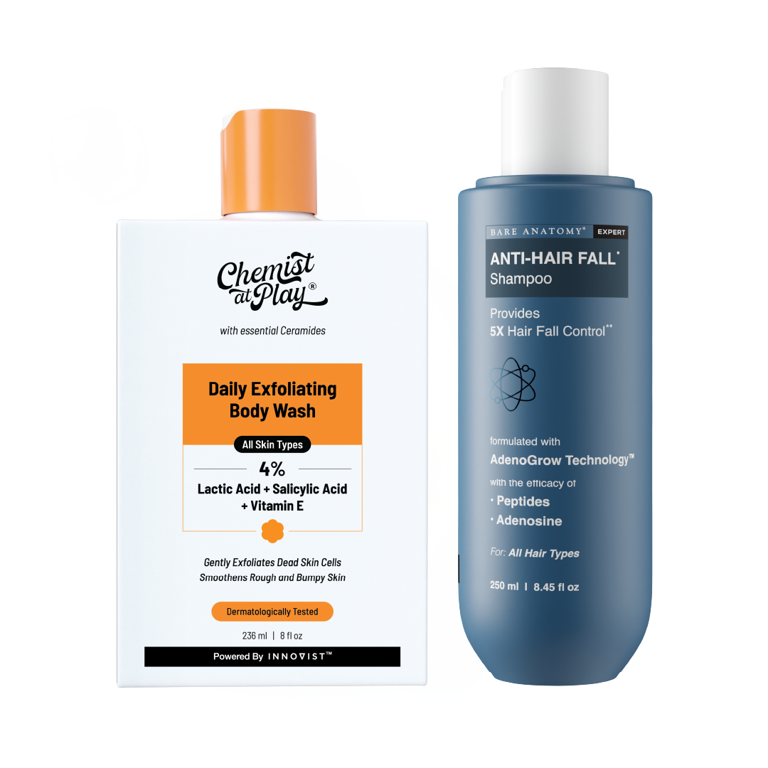 Anti-Hair Fall Shampoo (250 ml) & Exfoliating Body Wash (236 ml) Combo