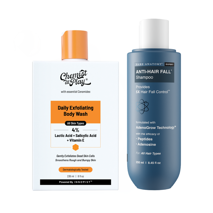 Anti-Hair Fall Shampoo (250 ml) & Exfoliating Body Wash (236 ml) Combo