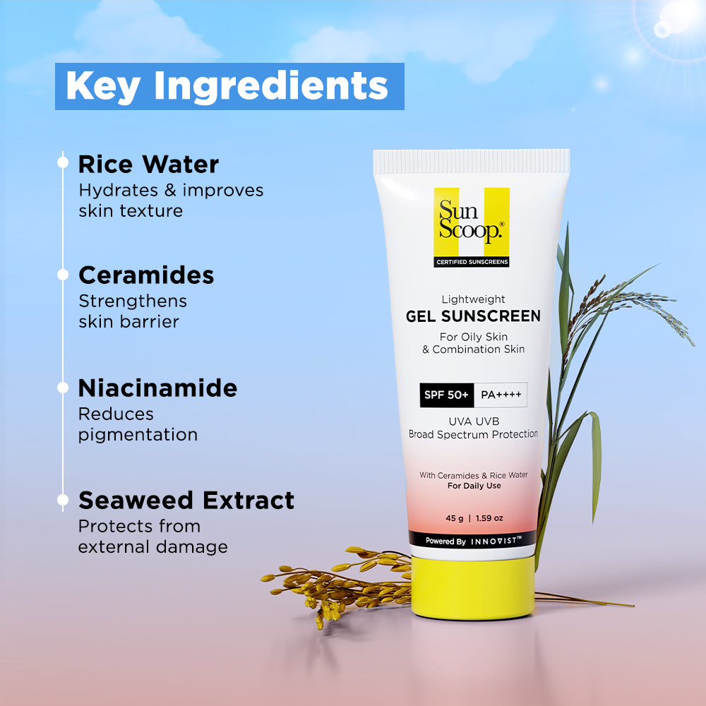 Ceramides & Rice Water Gel Sunscreen for Oily Skin, SPF 50+ PA++++ (45g)