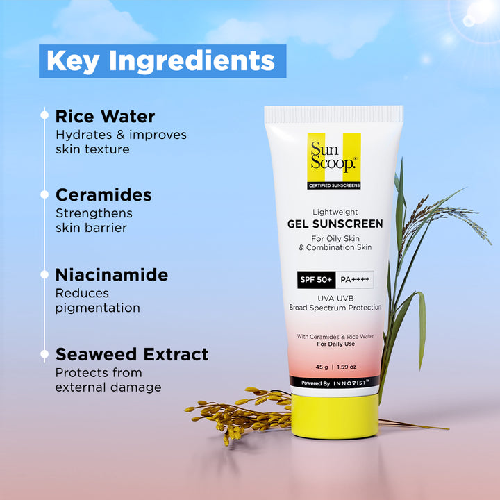 Ceramides & Rice Water Gel Sunscreen for Oily Skin, SPF 50+ PA++++ (45g)