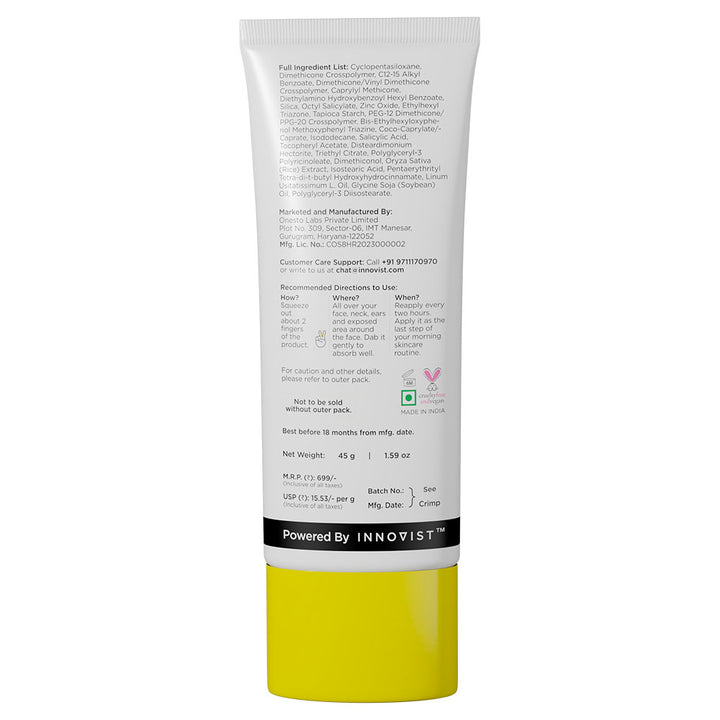 Oil Free Ultra Matte Sunscreen for Oily Skin | SPF 50, PA+++ (45g)