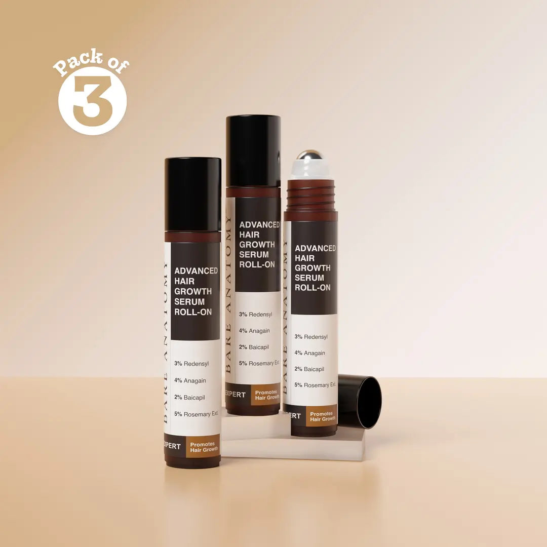 Advanced Hair Growth Serum Roll-On with Redensyl, Rosemary & Rice Water- 25 ml | Pack of 3