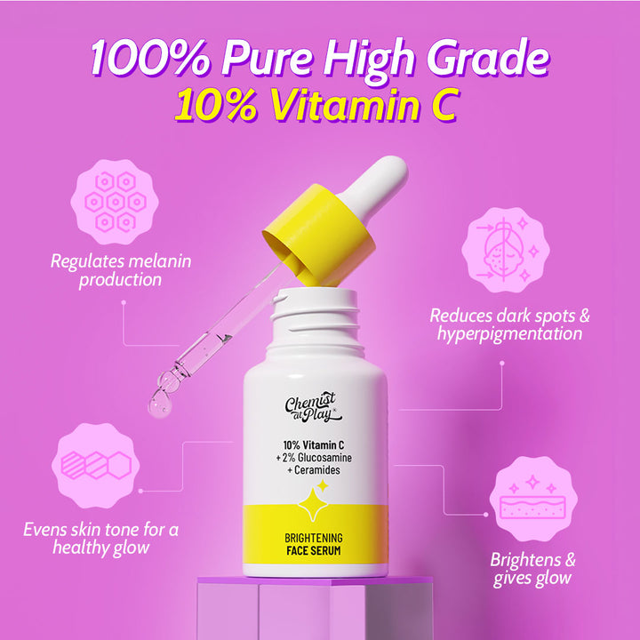 10% Vitamin C Serum with 2% Glucosamine for Glowing Skin  - 10 ml