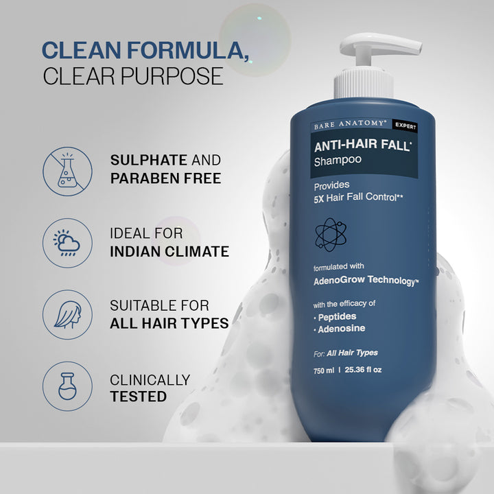 Anti-Hair Fall Shampoo with Peptides  | 5X Hairfall Control- 750 ml
