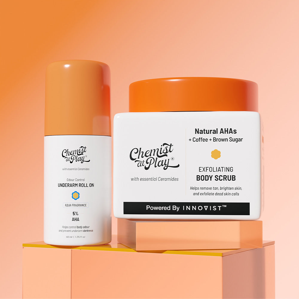 Exfoliate Perfectly! (Exfoliating Body Scrub - 75 gm | Aqua Underarm Roll On - 40 ml)