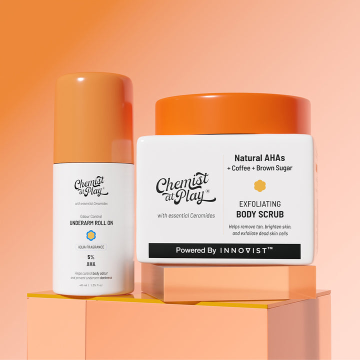 Exfoliate Perfectly! (Exfoliating Body Scrub - 75 gm | Aqua Underarm Roll On - 40 ml)