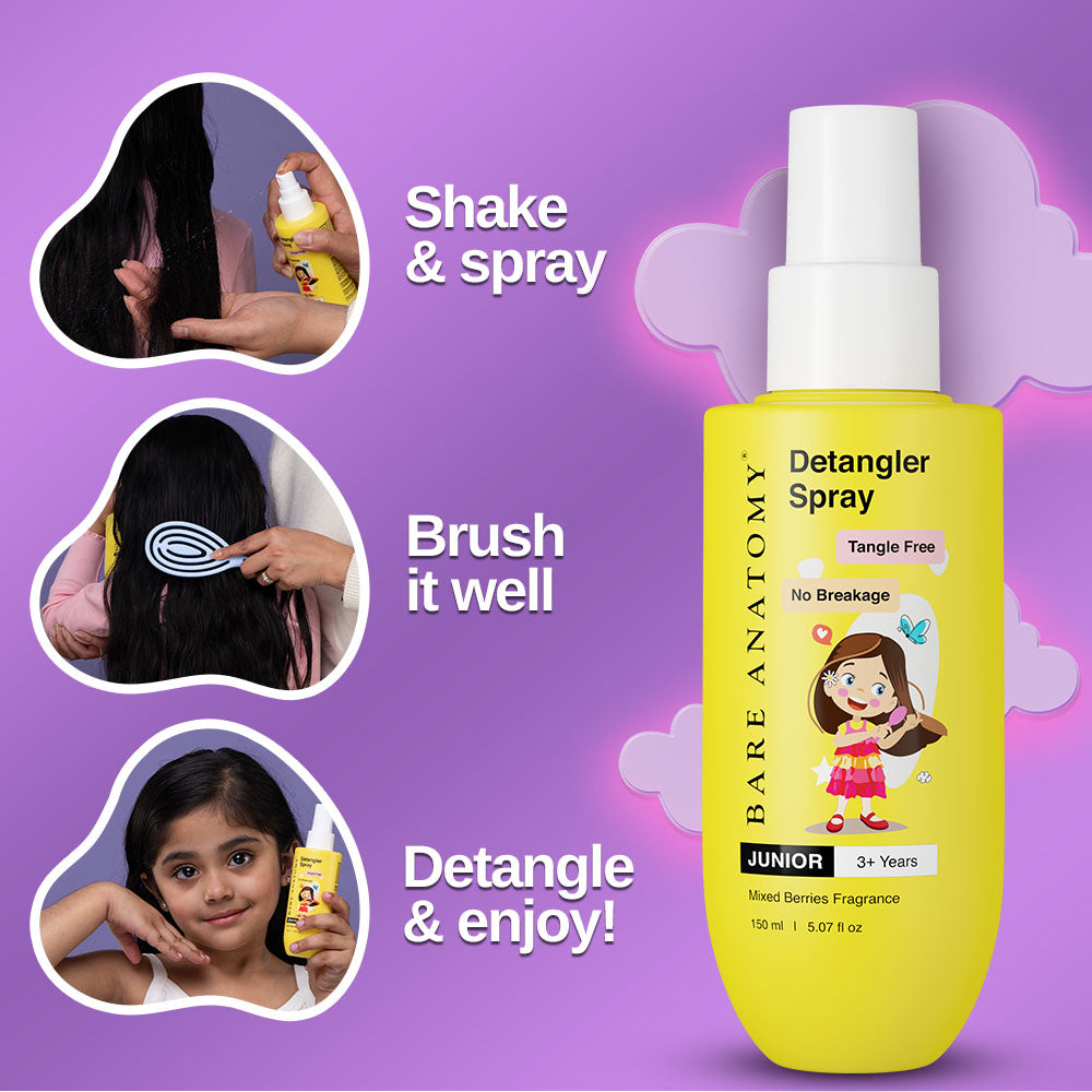 Gentle Detangling Kit for 3+ Years Kids | Kid's Shampoo & Spray