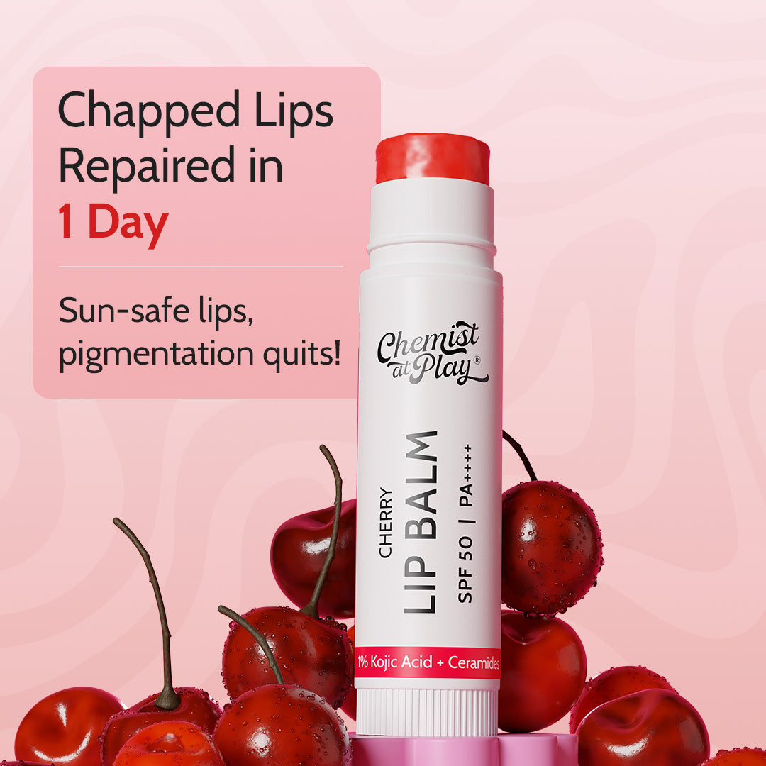 Cherry Lip Balm for Chapped & Pigmented Lips | SPF 50 PA++++ & Kojic Acid