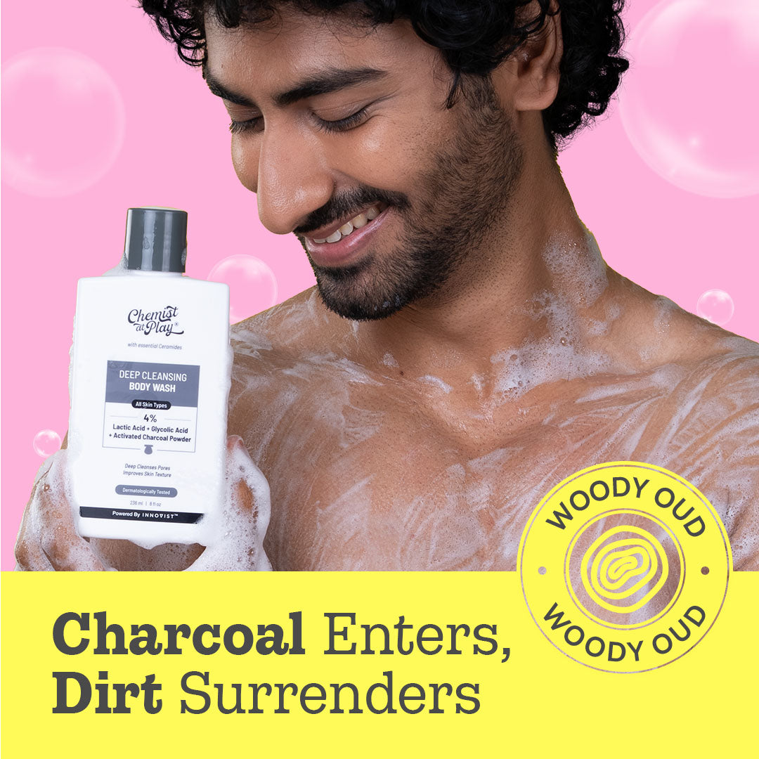 Deep Cleansing Body Wash with Activated Charcoal, Lactic & Glycolic Acid - 236ml