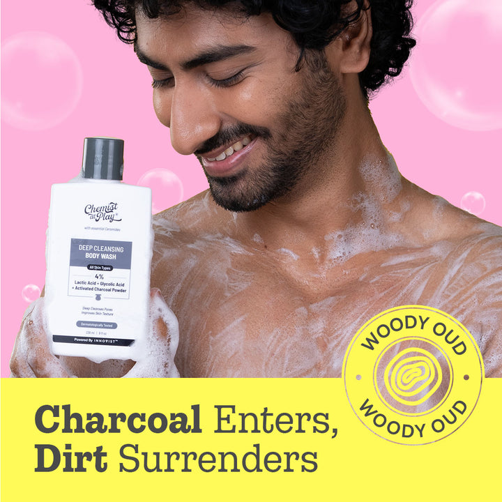 Deep Cleansing Body Wash with Activated Charcoal, Lactic & Glycolic Acid - 236ml