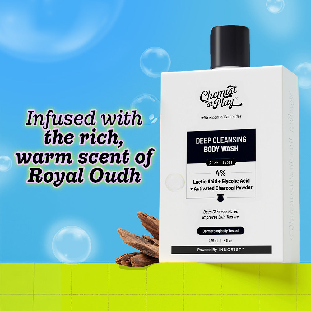 Deep Cleansing Body Wash with Activated Charcoal, Lactic & Glycolic Acid - 236 ml