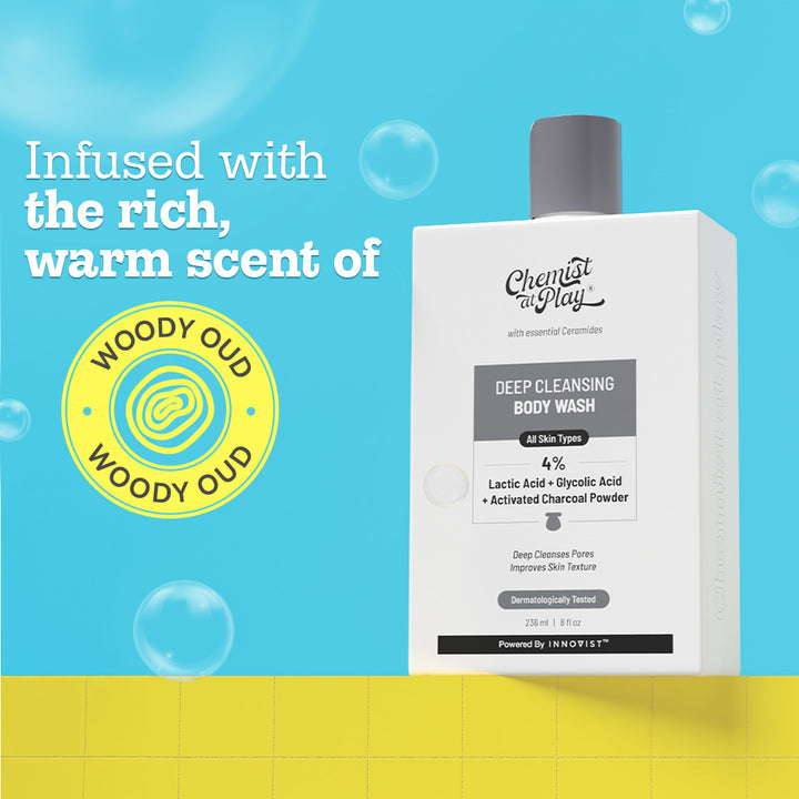 Deep Cleansing Body Wash with Activated Charcoal, Lactic & Glycolic Acid - 236ml