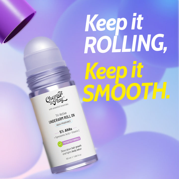 Tri-Active Underarm Roll On For Hair Growth Reduction (Aqua) - 50 ml