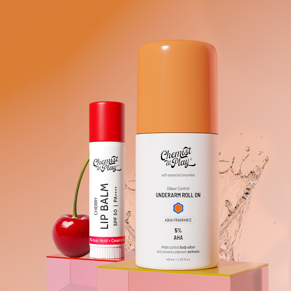 Cherry Lip Balm (4.5g) + Aqua Underarm roll on (40 ml)