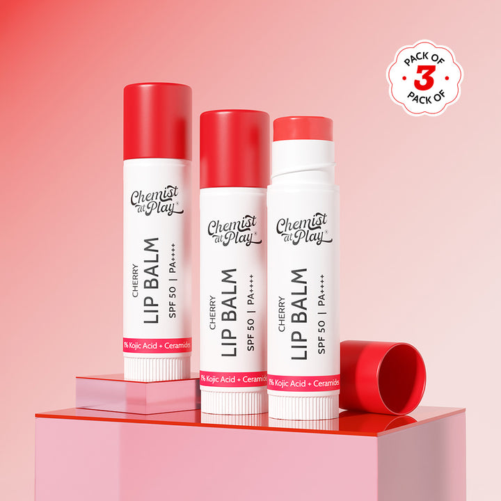 Cherry Lip Balm for Chapped Lips | SPF 50 PA++++ | Cherry - 4.5 gm | Pack of 3