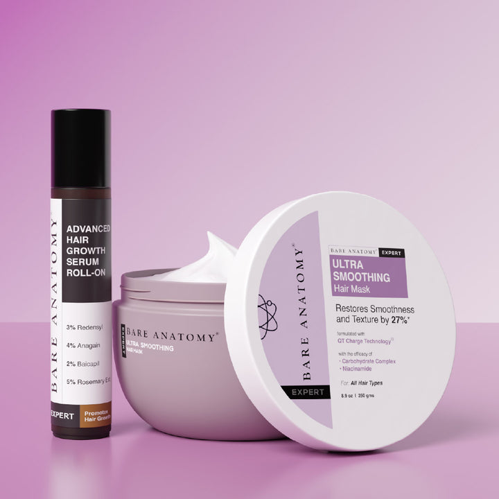 Long & Smooth Duo (Hair Growth Serum Roll On - 25 ml | Ultra Smoothing Mask - 250 gm)