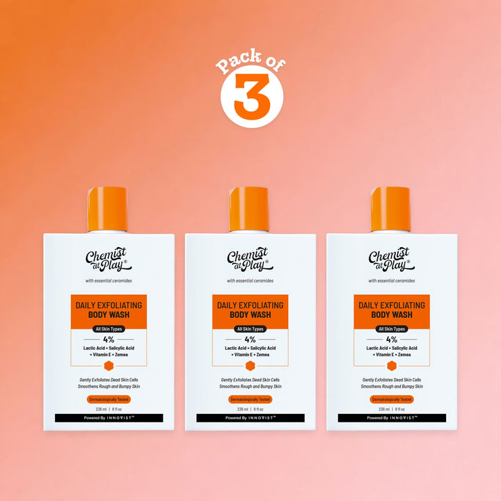 Exfoliating Body Wash with Lactic Acid & Salicylic Acid - 236 ml | Pack of 3