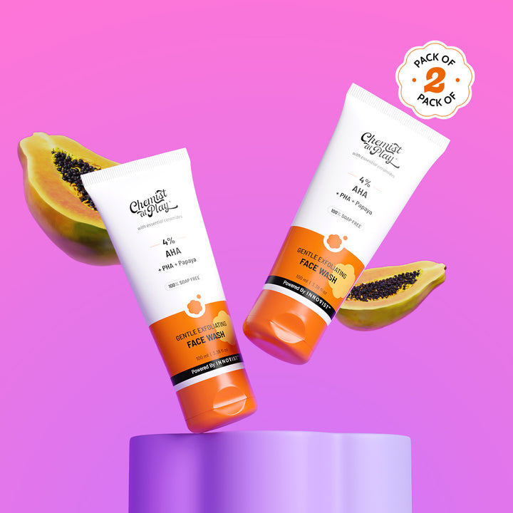 Gentle Exfoliating Face Wash with Papaya Extract & Mandelic Acid - 100 ml | Pack of 2
