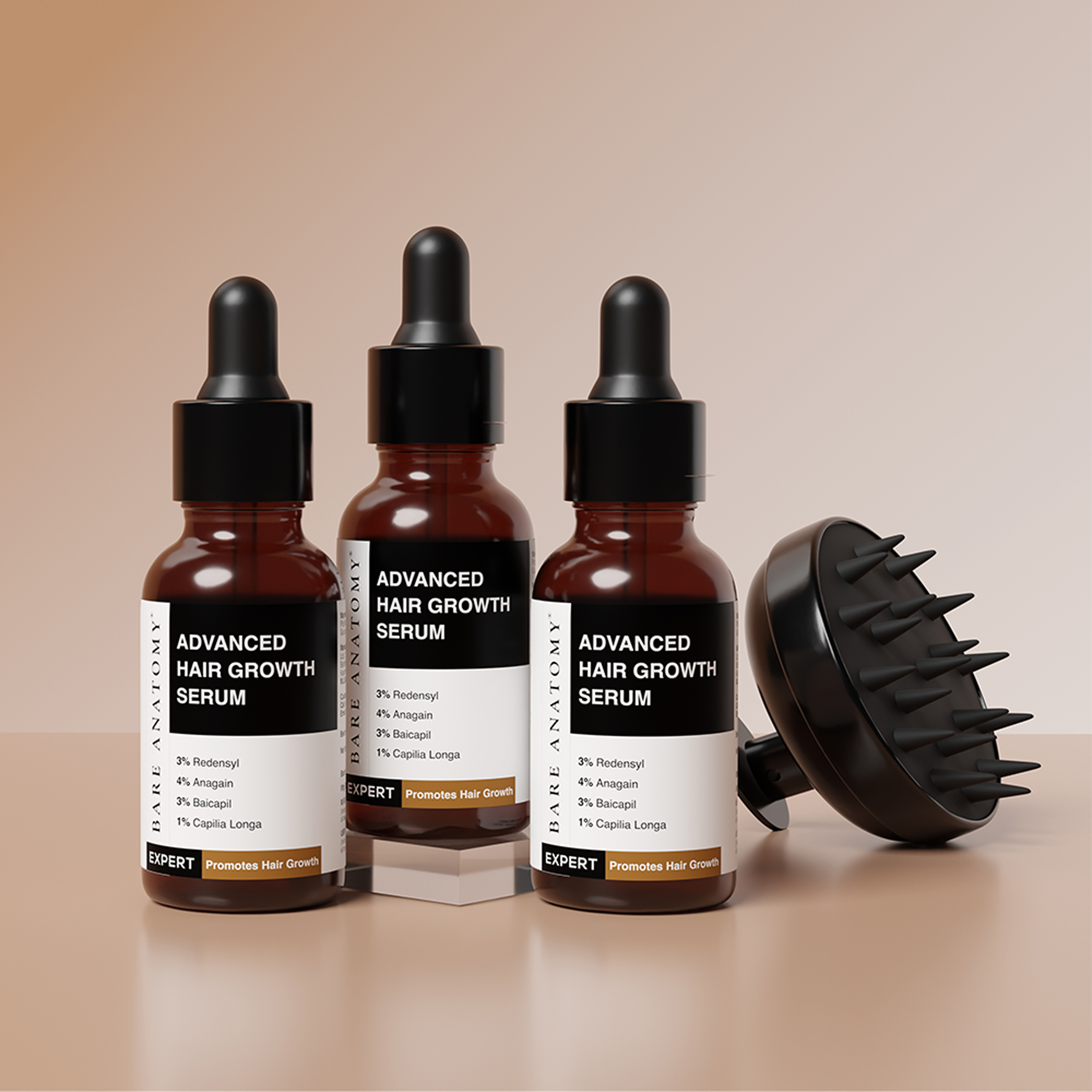 Hair Growth Serum (Pack of 3) & Scalp Massager Hair Growth Combo