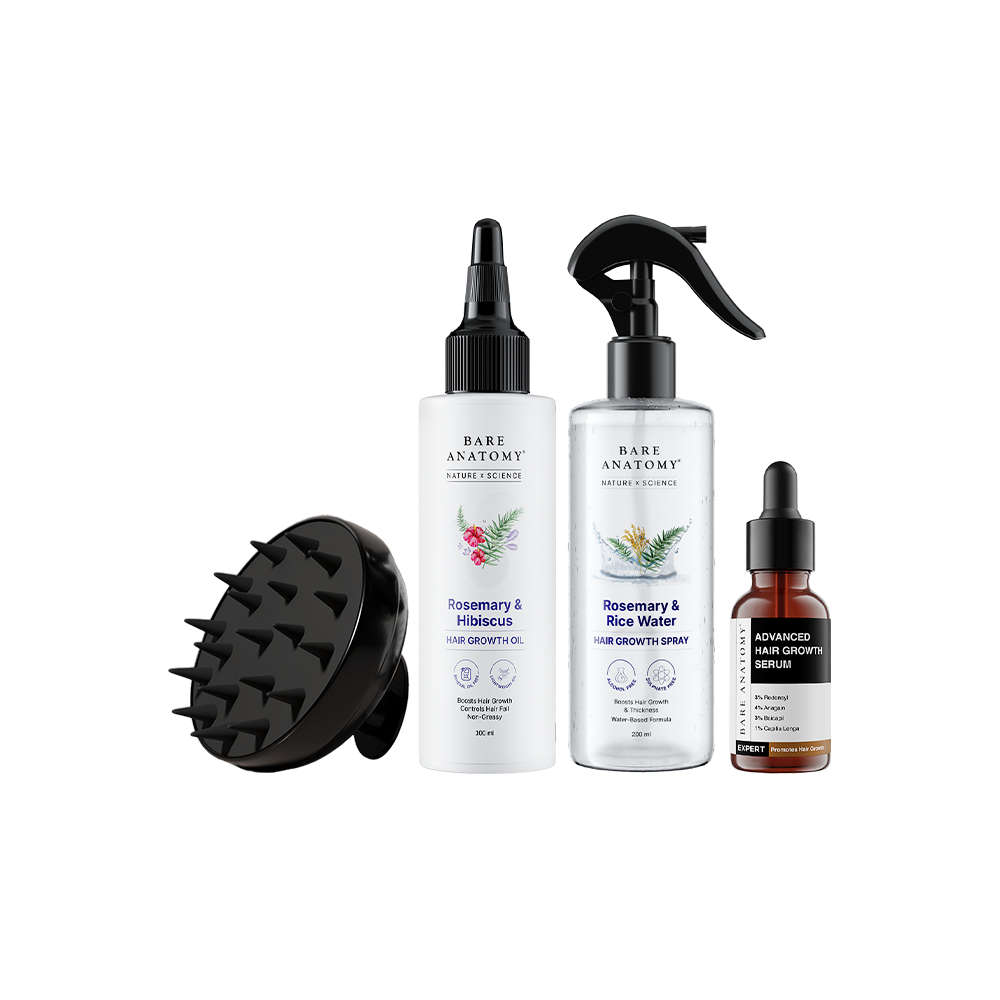 Hair Growth Serum, Scalp Massager, Rosemary Oil & Spray Combo