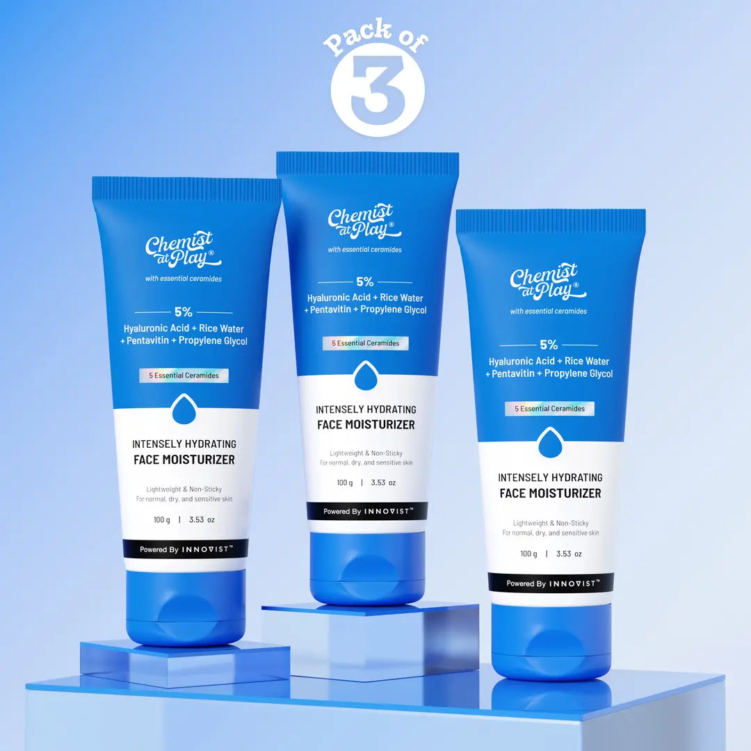 Intensely Hydrating Face Moisturizer with Hyaluronic Acid - 100 gm | Pack of 3