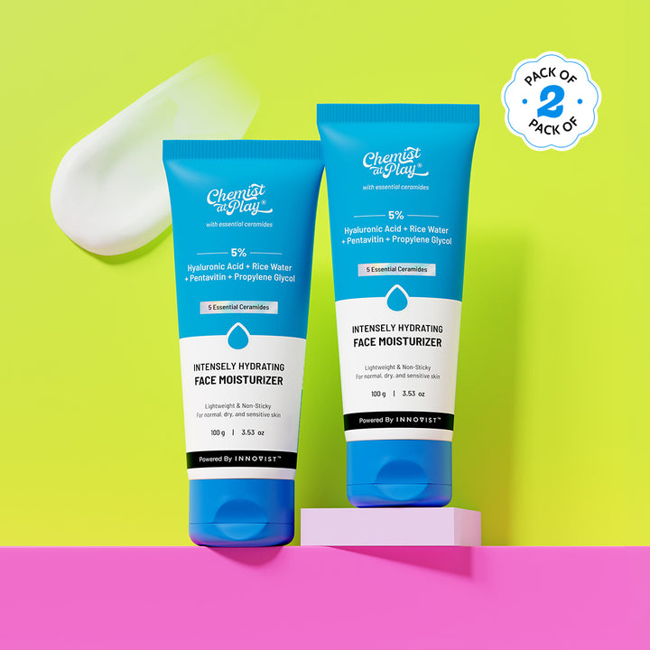 Intensely Hydrating Face Moisturizer with Hyaluronic Acid - 100 gm | Pack of 2