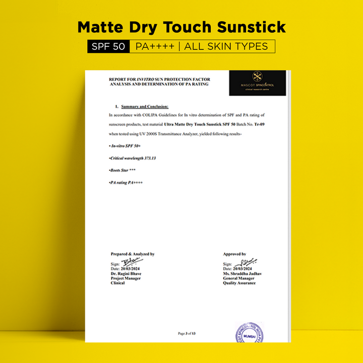 Matte Dry Touch Sunstick for Oily Skin | SPF 50 & PA++++ (18gm)