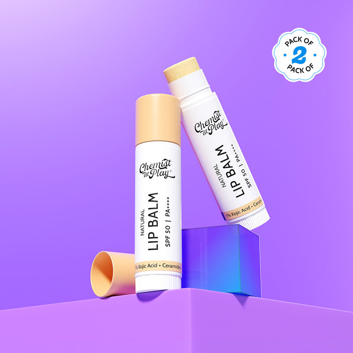 Natural Lip Balm for Chapped Lips | SPF 50 PA++++ | Natural - 4.5 gm | Pack of 2