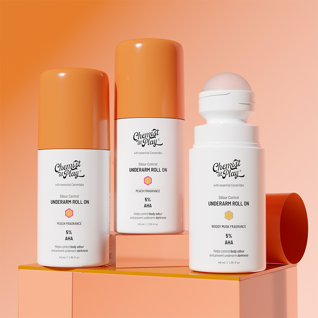 Underarm Roll On for Odour Control & Pigmentation - Peach & Woody Musk | Pack of 3