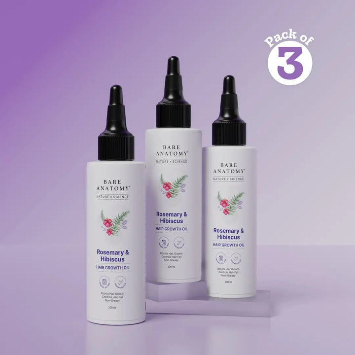 Rosemary & Hibiscus Hair Growth Oil - 100 ml | Pack of 3