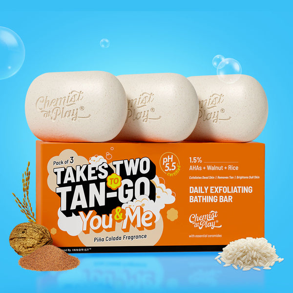 Daily Exfoliating Bathing Bar with 1.5% AHAs, Walnut & Rice - 100 gm | Pack of 3