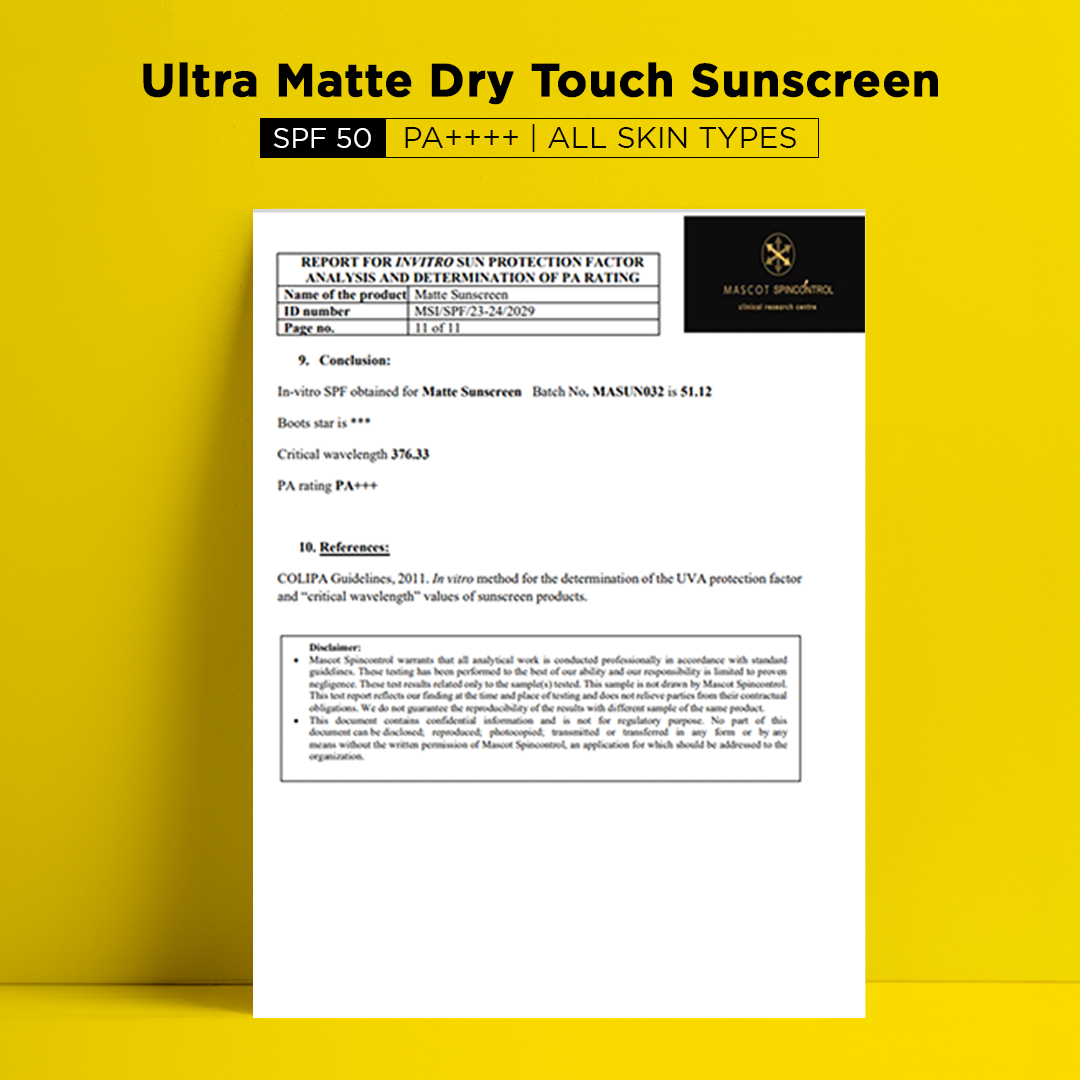 Oil Free Ultra Matte Sunscreen for Oily Skin | SPF 50, PA+++ (45g)