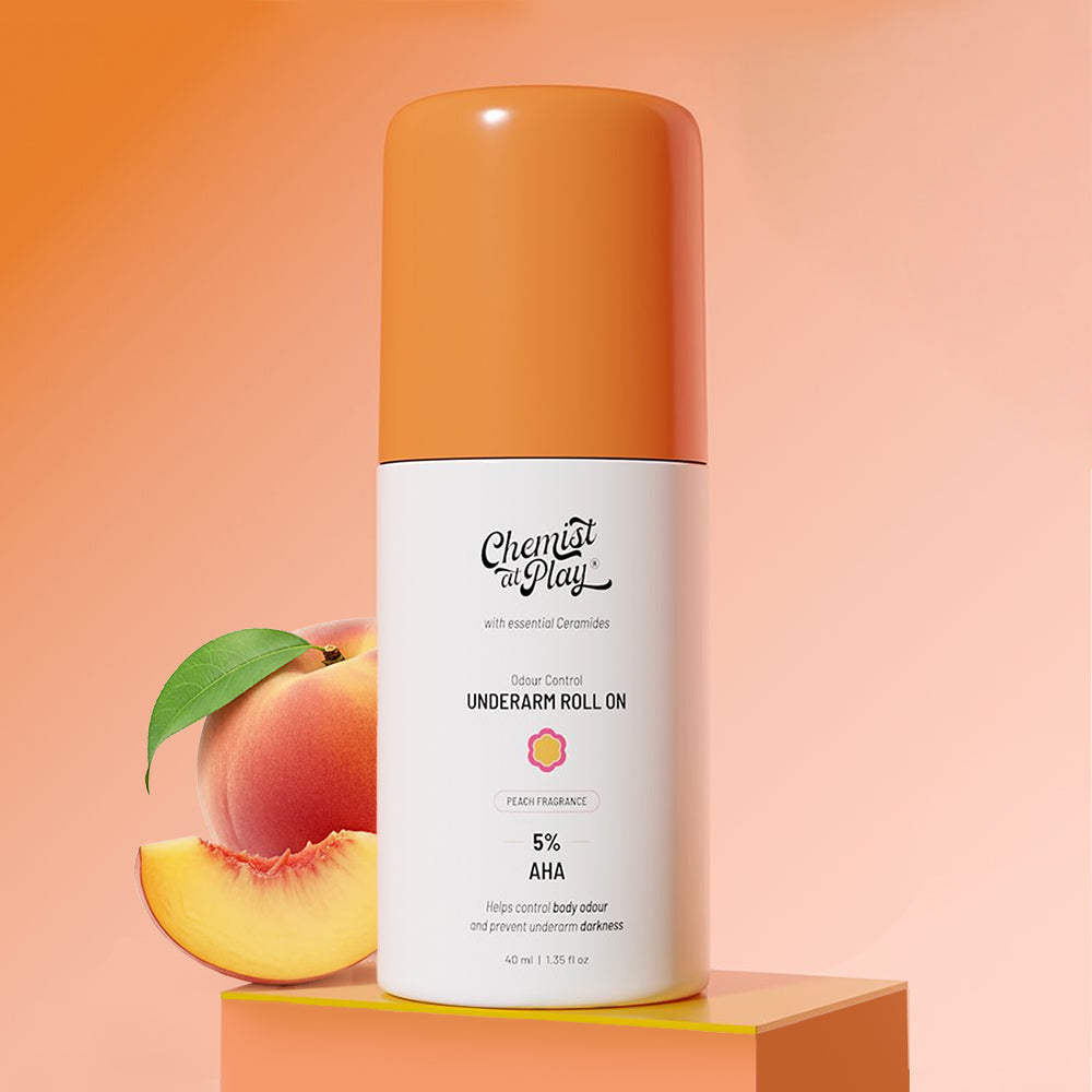 5% AHA Underarm Roll-On with Lactic Acid for Odour Control (Peach) - 40 ml